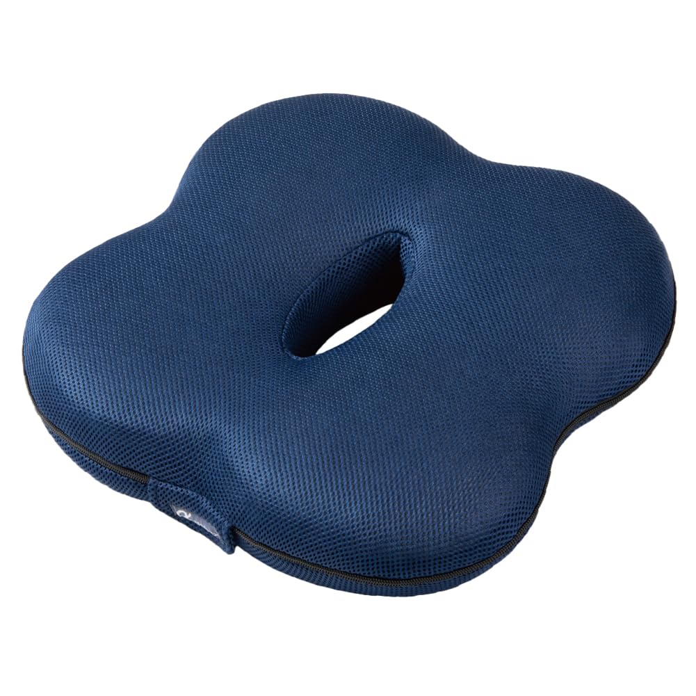 

Alphax Round Seat Cushion, High Rebound, Pressure Distribution, Breathable, Doctor s Gentle Cushion, Jiraku (Navy), Fiber Material