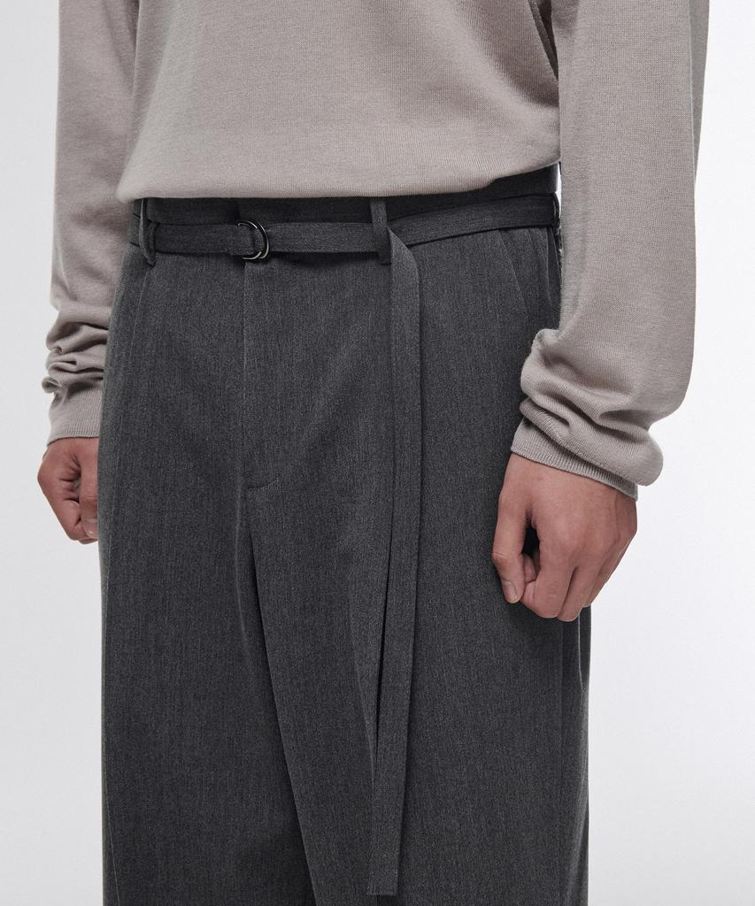 Musinsa Standard Narrow Belt One-Pleat Wide Slacks [Medium Gray]