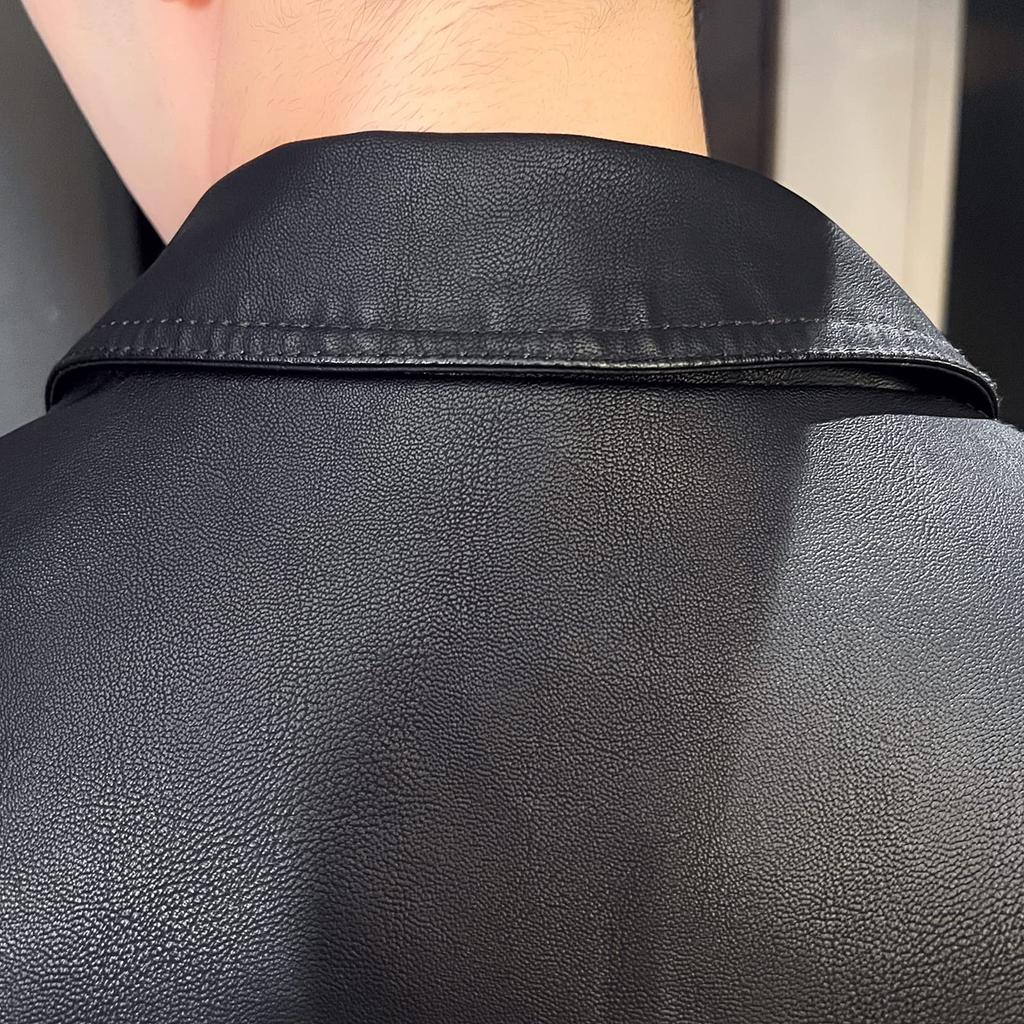 Leather Casual Outdoor Coat Solid for School [FSD.WG] Men's Jacket, Jacket, Leather, Color, Windproof, Fall/Winter, Commuting,