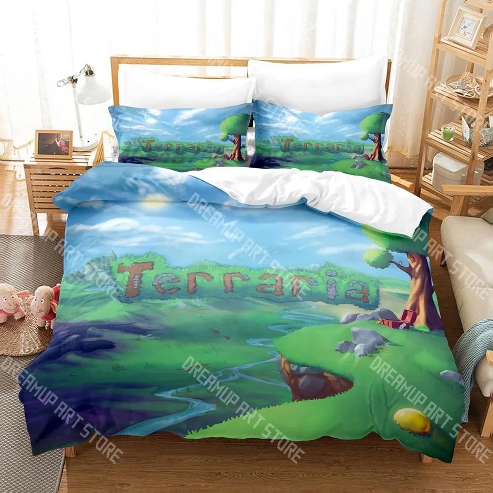 Impression 3D Jeu Kpop Cool Terraria Ensemble de Literie Simple Jumeau Complet Queen King Size Ensemble de Literie Aldult Chambre d'Enfant Housses de Couette EU Single 135x200cm