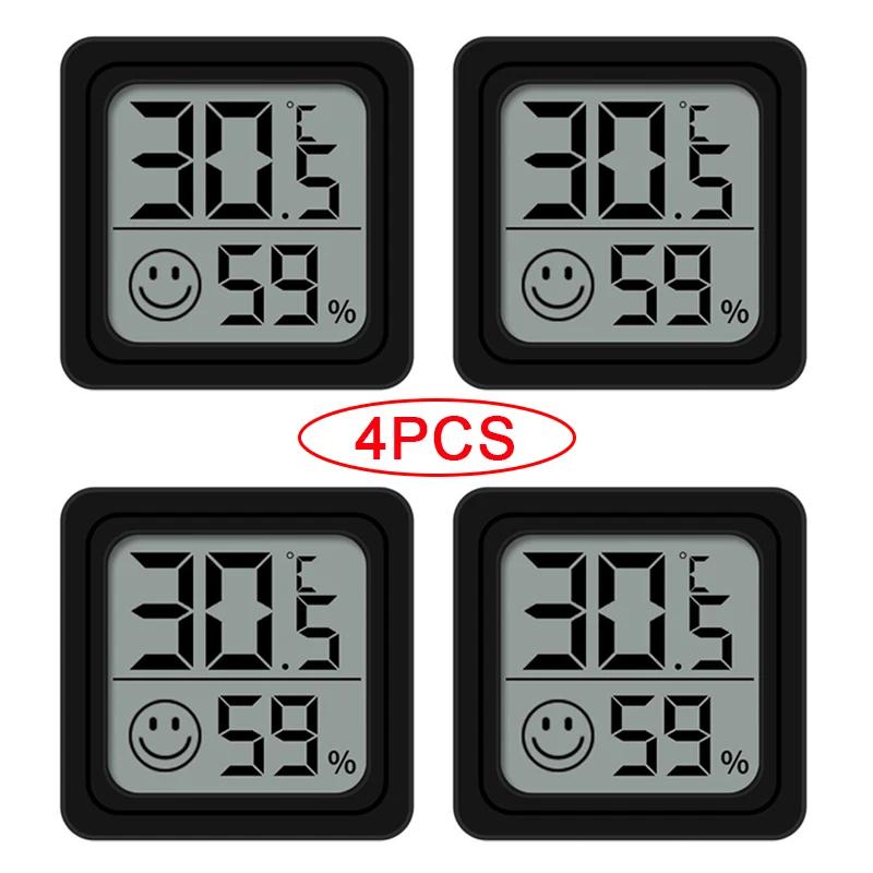 4pcs Mini LCD Hygrometer Thermometer Indoor Household New Digital Temperature Humidity Meter Digital Display Wall Mounted Sensor