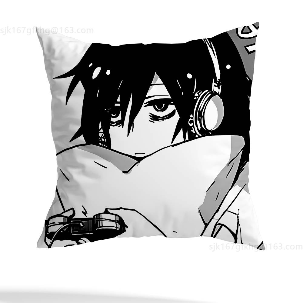 Anime Kuroki Tomoko  Pillow Case Square Double-Sided Printing Short Plush Sofa Cushion Cover Bedroom Bedside Pillow