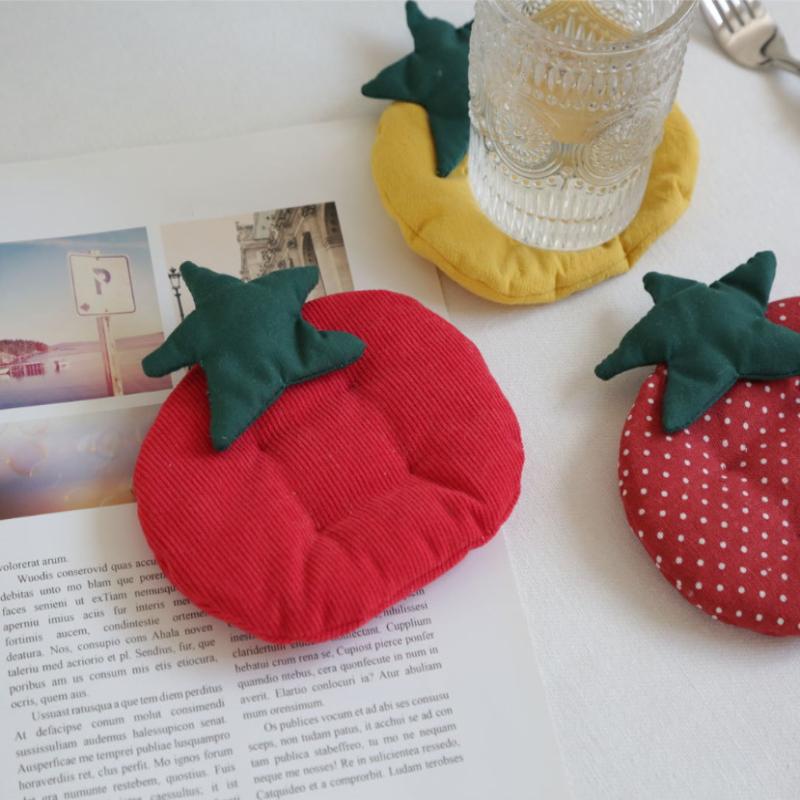 Tomato Shape Coasters, Cotton Filling, Insulated Heat Resistant Coffee Coasters, Table Decoration