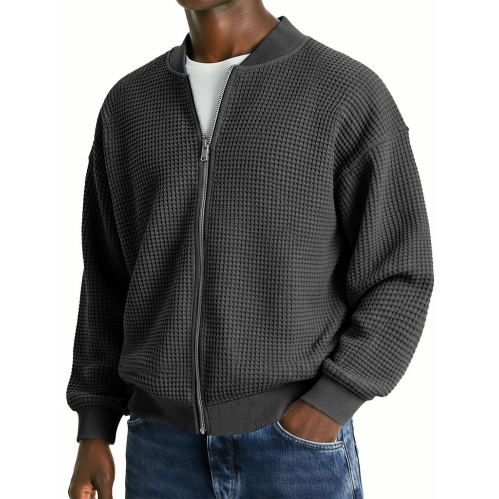 Men's Leisure Sports Round Neck Waverg Long Sleeves Coat