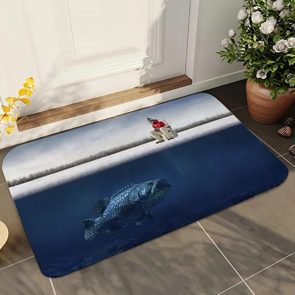 1pc Rapala Fishing Enthusiasts Bathroom Absorbent Mats Anti-Slip Mats Home Decor Supplies Carpets Home Kitchen Floor Mats