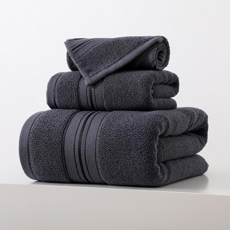 Thickened Pure Cotton Towel Set: Home Bath & Face Towels - 3-Piece