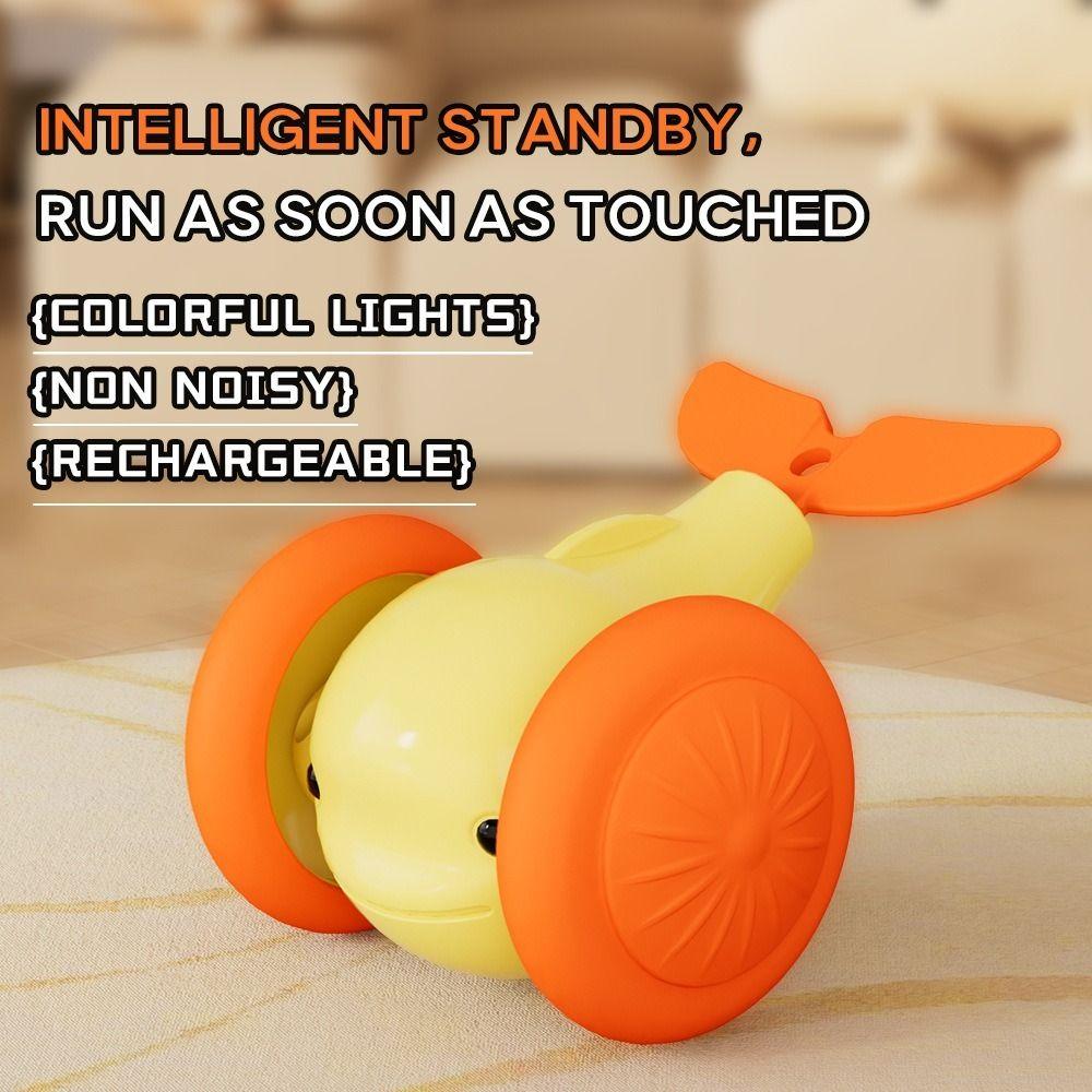 USB Charging Cat Interactive Whale Toy Running Car Plastic Cat Teaser Toy Interactive Automatic Rolling Ball