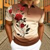 Polo Elegante da Uomo con Stampa Floreale Rosa T-shirt a Maniche Corte da Uomo per Esterno e Strada Top Estivo per la Casa Maglietta Casual Polo da Uomo e da Donna