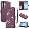 For HMD Pulse Pro Case Wallet Stand Imprinted Rose Butterfly PU Leather Phone Cover