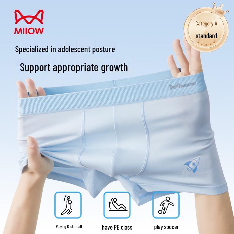 Mao Ren Teen Boys' Modal Cotton Anti-Bacterial Boxer Briefs