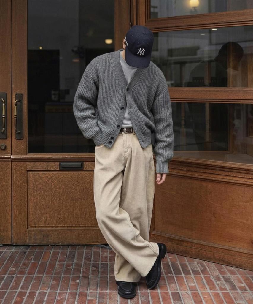 AGOD Hairy Ribbed Knit Cardigan [Heather Grey]