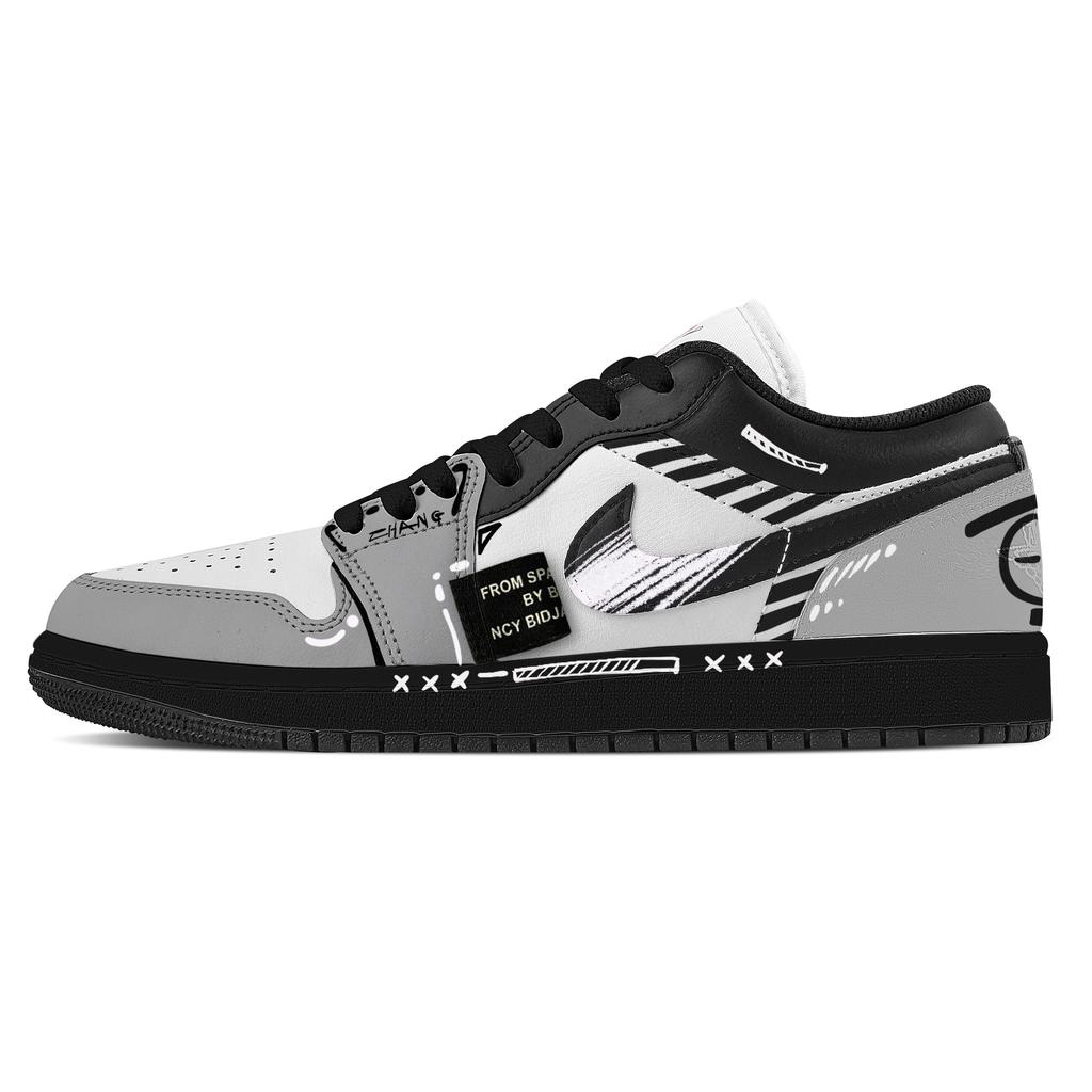 Jordan Air Jordan 1 Black Hole Product Abrasion Resistant Slip Resistant Low top Vintage Basketball Shoes Unisex Gray 553558-165(Team529-)