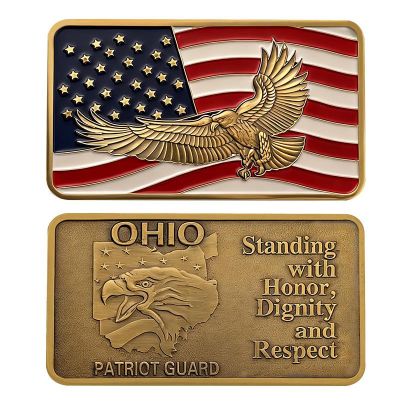 Ohio Unabhängigkeitstag Amerikanischer Adler Flagge Gedenkmünze, Freiheitsstatue, Metallrelief 250. Jahrestag Münze