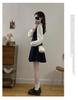 Plus Size Pleated Princess Dress with Doll Collar - College Style, Autumn/Winter Waist-Cinching Design