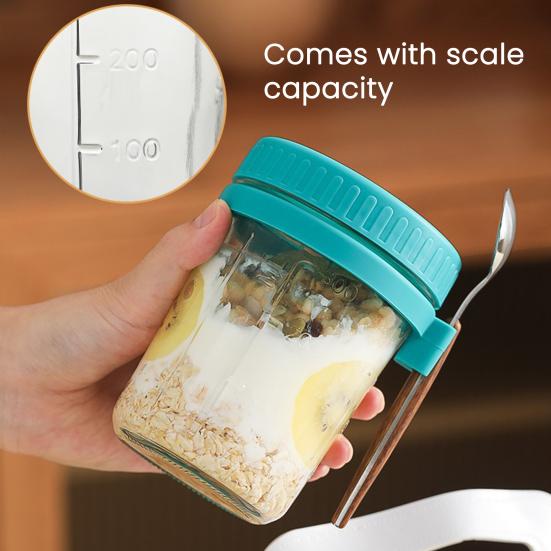 6Pcs Overnight Oat Containers with Lids Food Grade BPA Free Heat-Resistant Glass Mason Jars Airtight Leak-Proof Overnight Oats Jars