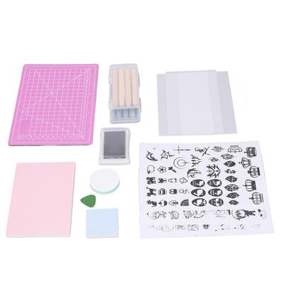 Kit Timbrino in Gomma da Intagliare Fai da Te Artigianato Gomma Morbida Coltello da Intaglio Scatola Portaoggetti Kit Tampone Viola A5