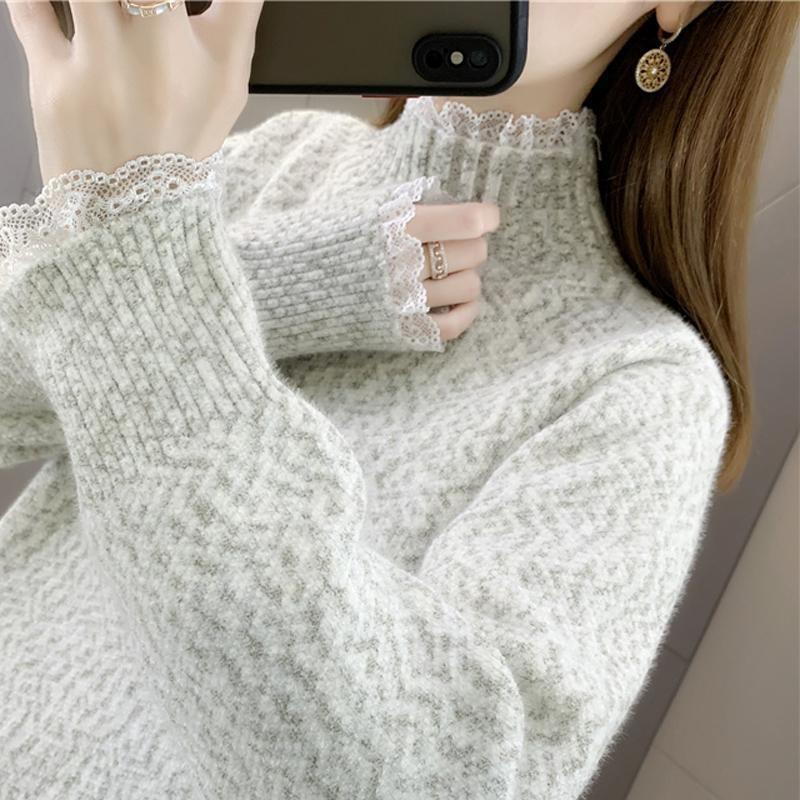 Dámský svetr Volný Ležérní Sníh a Vítr Neil Pletené svetry Teplý Jednobarevný Elastický Pulovr Silné a Volné Topy Svetr Dámský