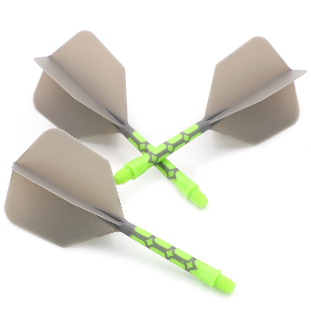 CUESOUL Integrated Dart Flights ROST T19 Big Wing Shape Two Tone Grey Flight Light Green Shaft Large CS-AK5711-3L