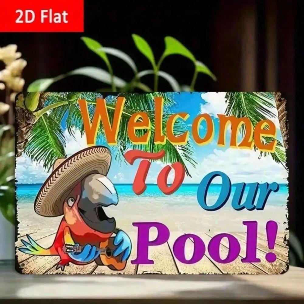 Tropical Metal Wall Art Pool Beach Decor Sign