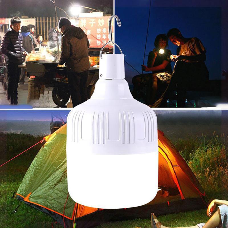 Portable Emergency Lights with Hook Outdoor Rechargeable Lamp Bulbs Fishing Camping Patio Porch Garden Lighting