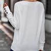 Women Fashion Spring Autumn Button Long Sleeve V Neck Solid Color Pullover T Shirt Top