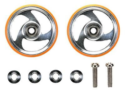 Tamiya Mini 4WD Edição Especial Rolo de Rolamento de Alumínio 19mm com Anel de Item de Plástico 95328, Laranja,