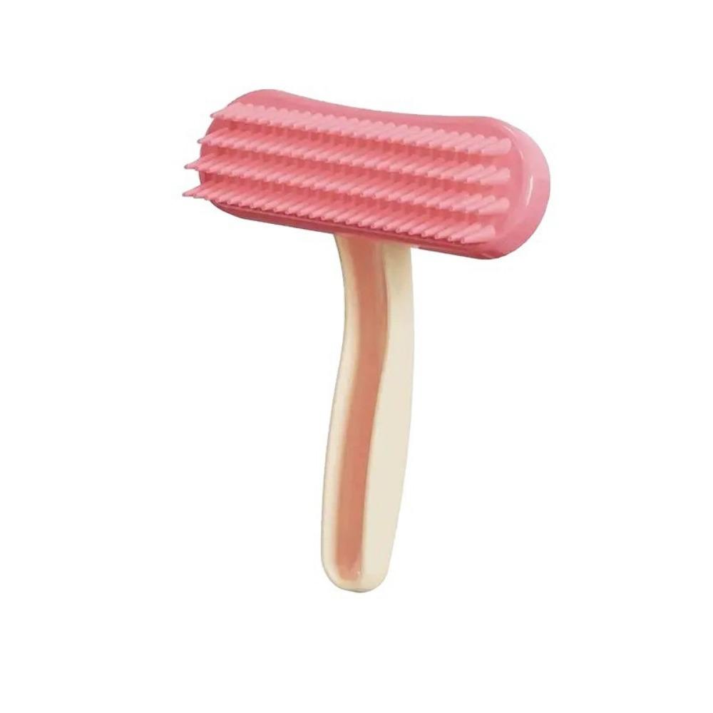 

Soft Silicone Bristles Silicone Pet Brush Curved Handle Gentle Detangling Brush Rabbits S розовый