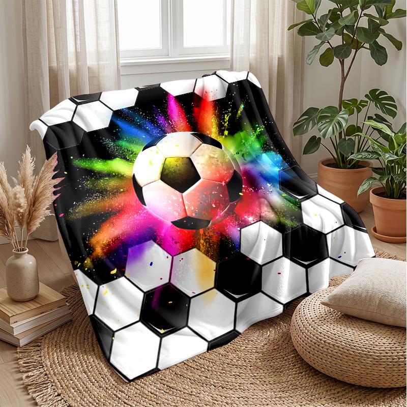 Soccer Ball Breaking Glass Theme blanket Lightweight Warm Flannel Blanket Decorative Throw Blanket for Home Decoration
