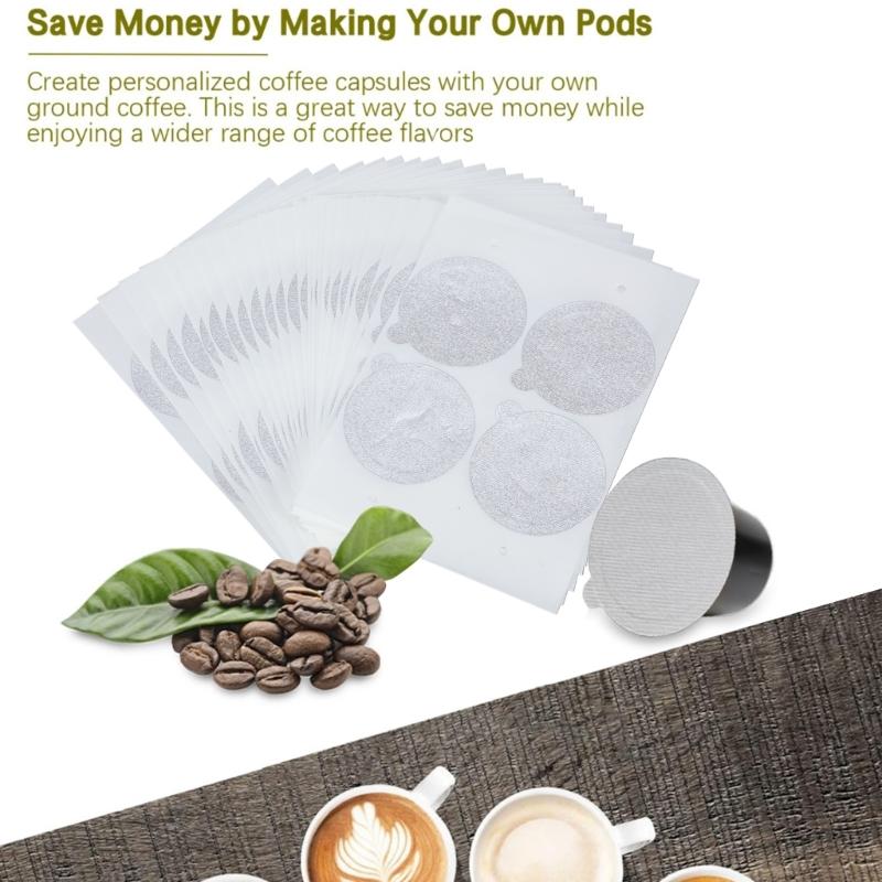 Pack of 100 Coffee Pods Sealing Cover Coffee Pods Foil Lids 45mm Coffee Pods Stickers for Home and Commercial Use