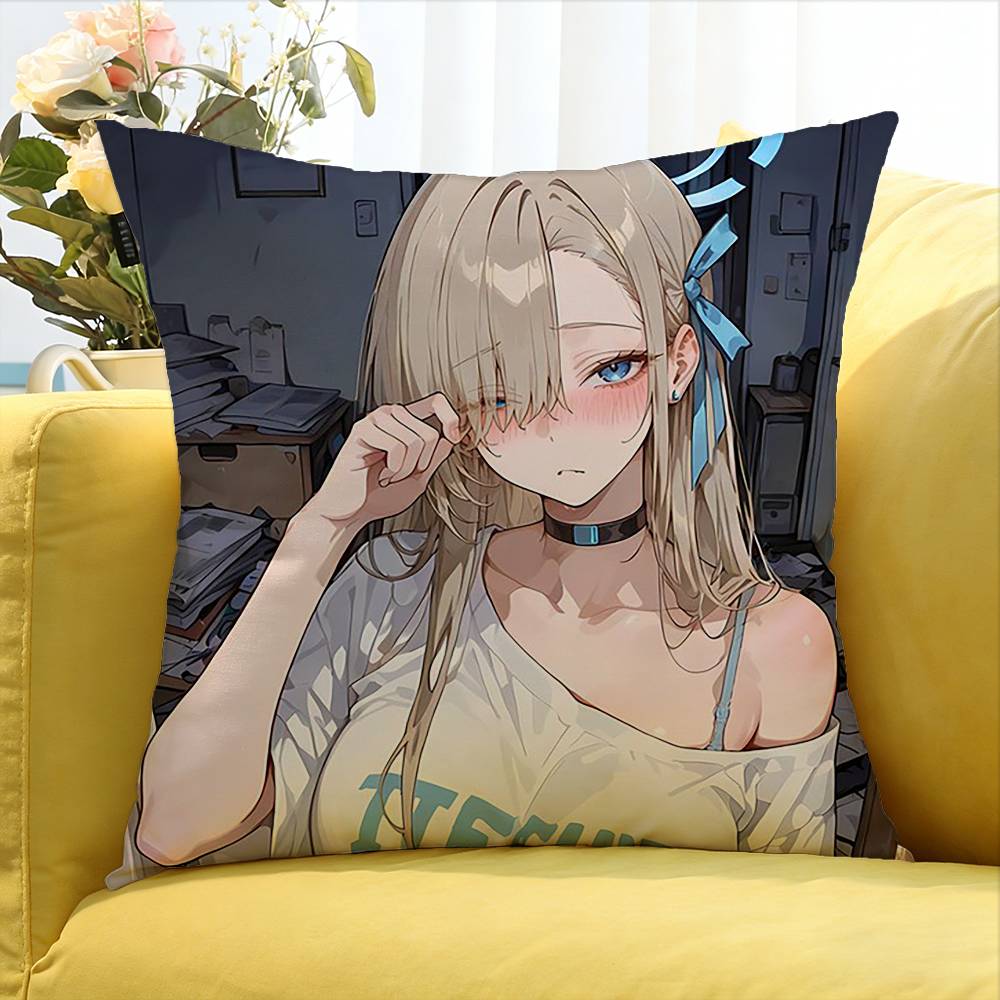 Ichinose Asuna Blue Archive   Various Sizes Square Pillow Case For Car Home Bedchamber Decor