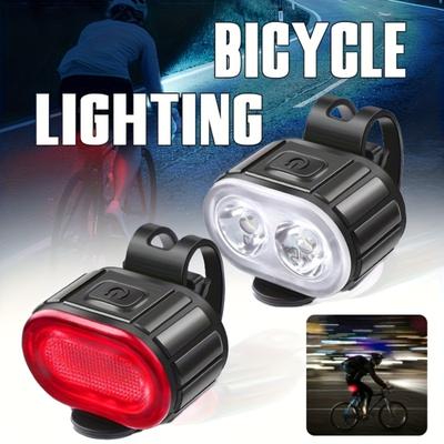 Bicycle Front and Rear Lights, USB Rechargeable LED Bicycle Lights, Bicycle Headlights and Taillights, Floodlights, Night Riding Flashlight