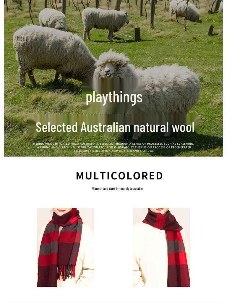 Korean Style Red Plaid Scarf: Cozy Winter Neck Warmer & Elegant Christmas Gift