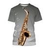 Saxophone Series 3D Printed Men's Casual Short Sleeved T-shirt Sportwear Men T-shirts