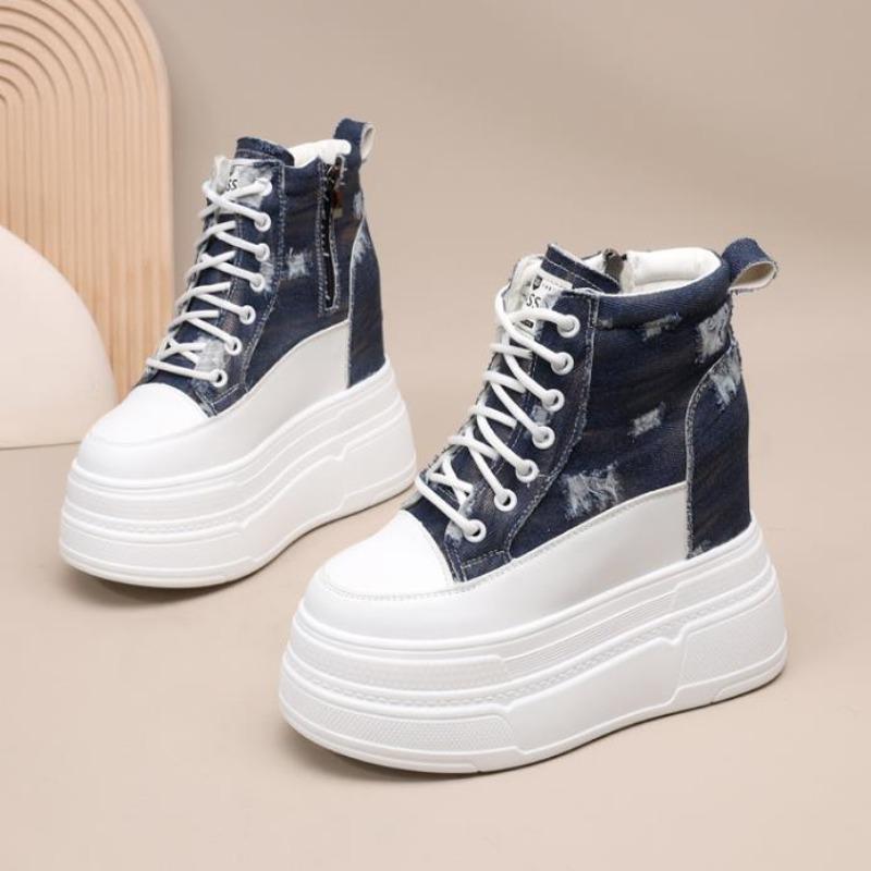 

Модные кеды на платформе, холщовые, высокие, на ультравысоком каблуке, увеличивающие рост на 10 см, маленькие повседневные спортивные туфли, женские одинарные туфли 40