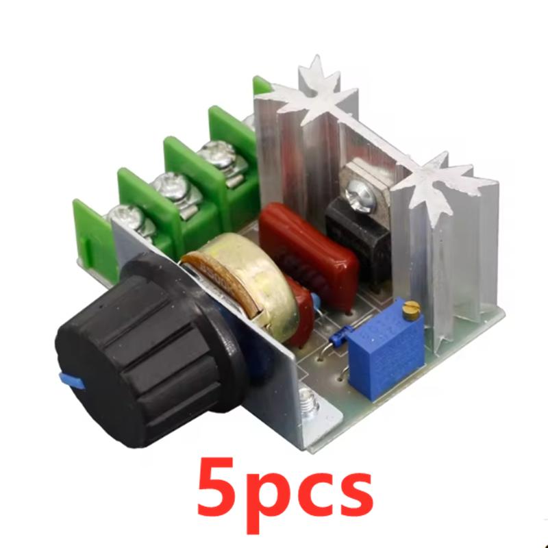 

5 шт. регулятор напруги 2000 Вт, регулятор потужності на симісторі, регулятор швидкості двигуна, регулятор для домашнього ремонту, 220 В, змінний струм 50-2000 вольт