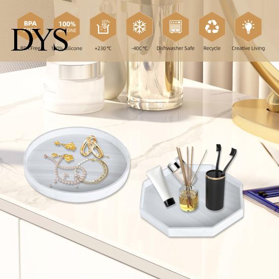 Men Personal Organizer Tray Silicone for Bathroom Kitchen Decorative Counter Soap Perfume Jewelry Countertop Keys Waterproof Non-Slip Dish Holder