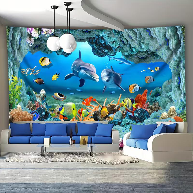 2D Tropical Fish Underwater Tapestry Sea Life Studio Background Cloth 47.2x31.5inch/120*80cm