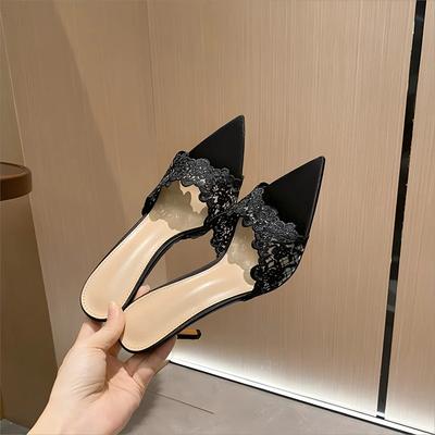 Pointed Banquet High Heels Women's 2025 Spring and Summer New Champagne Gold Embroidered High Heel Cool Slippers Embroidered Stiletto Shoes