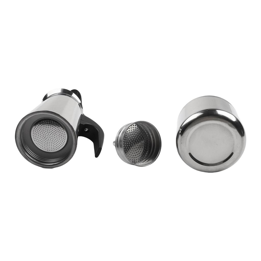 Moka Pot In Premium Stainless Steel Designed for Coffee Enthusiasts Seeking Flavorful Brews with Safety Features