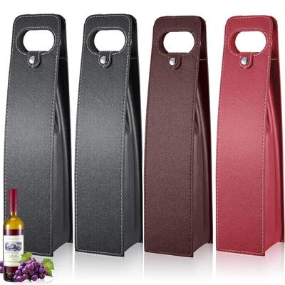 Wine Tote Bag Reusable Leather Wine Carrier Purse Case Holder Single Bottle Champagne Beer Gift Bags for Wedding Birthday Party