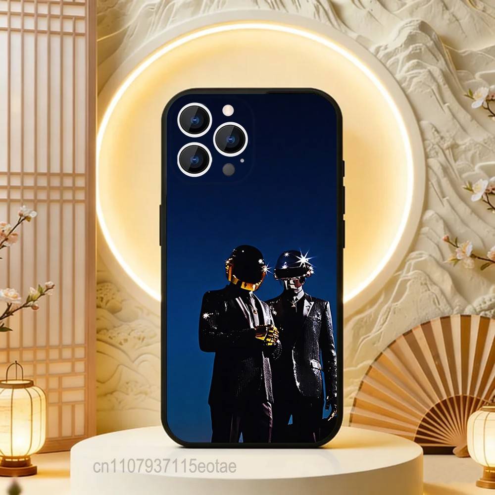 Daft P-Punk Band Phone Case Silicone Soft For IPhone 16,17,15,11,13,12,14,Mini,Pro,Max,Plus,Air,E Black