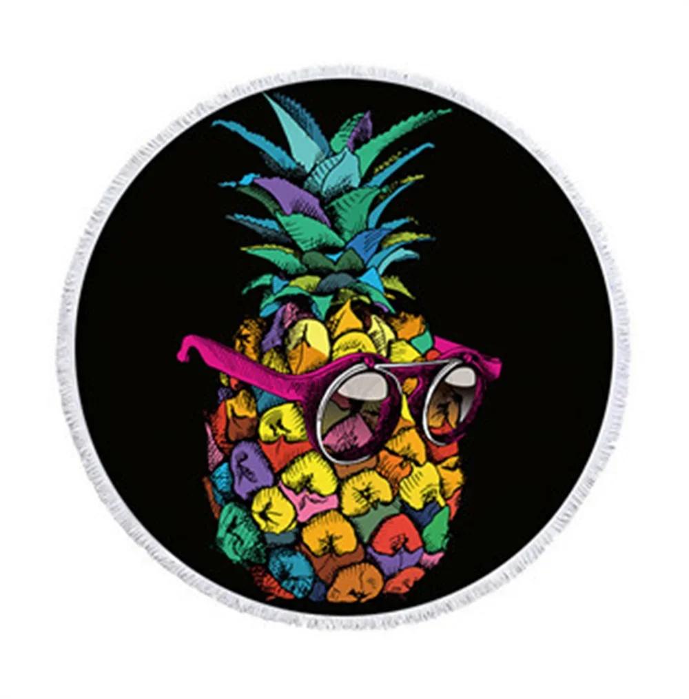 Carton Pineapple Round Beach Towel Tassel Bohemian Flamingo Large Blanket Picnic Yoga Mat travel Boho Tablecloth Beach towel