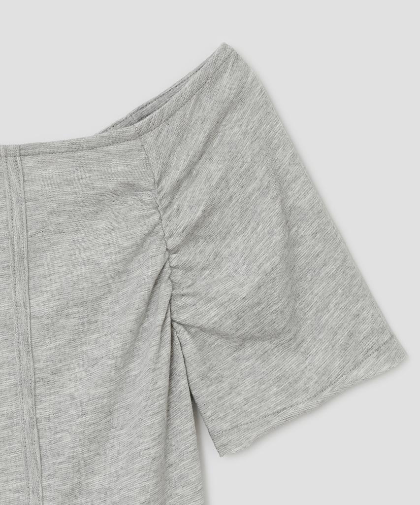 Taibseobiseu Braided Strap Side Button Top [Gray]