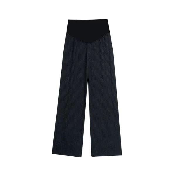 Cool Ice Silk Wide-Leg Pleated Maternity Crop Pants