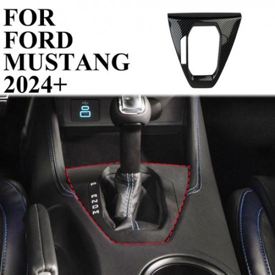Carbon style central control automatic gear shift panel trim for Ford Mustang
