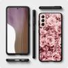 Pink Rose Bling Print Case for Samsung Galaxy S20 FE S21 S22 Ultra S10 Plus S9 S8 S10e S7 Edge Silicone Black Soft Phone Cover