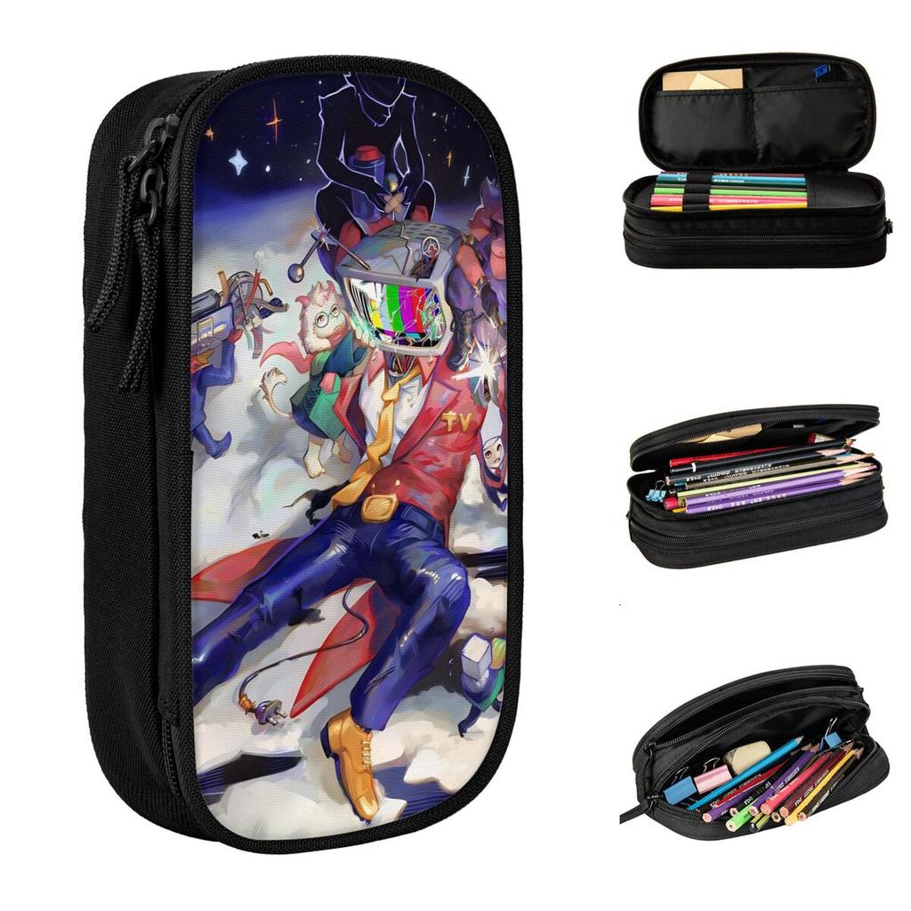D-Deltarunes Tenna TV Pencil Case Video Game Pen Holder Pencil Bags Large Storage School Supplies Gifts Pencil Box