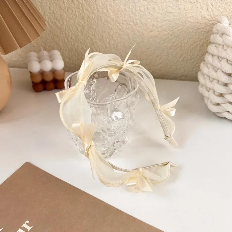 

Fashion Bow Knot Headband Princess Temperament Simple Headdress Lace Mesh Hairband for Women Girls Hair Hoop Hair Accessory белый