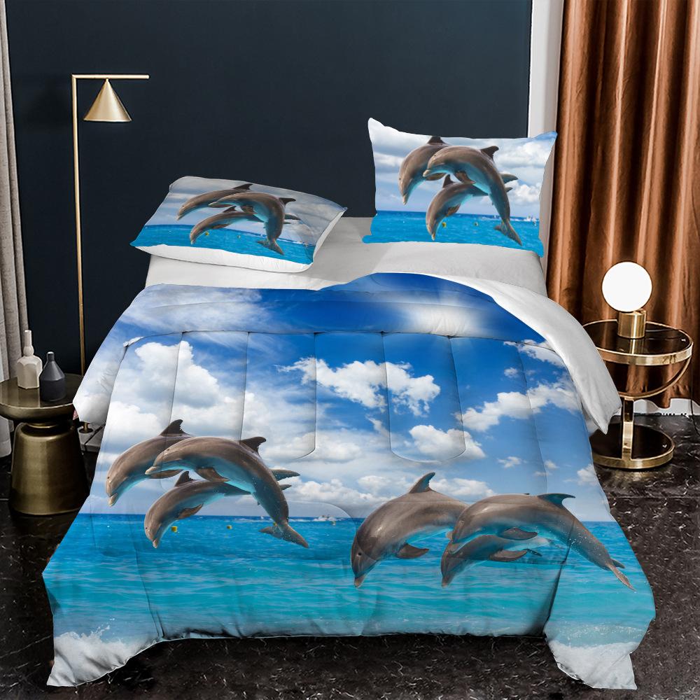 

Marine Animal Single Duvet Cover Set for Kids Boys Teen, Dolphin Printed Bedding Set Duvet Cover, Luxurious Bedroom Decoration 100x135cm 2pcs&Duvet Cover