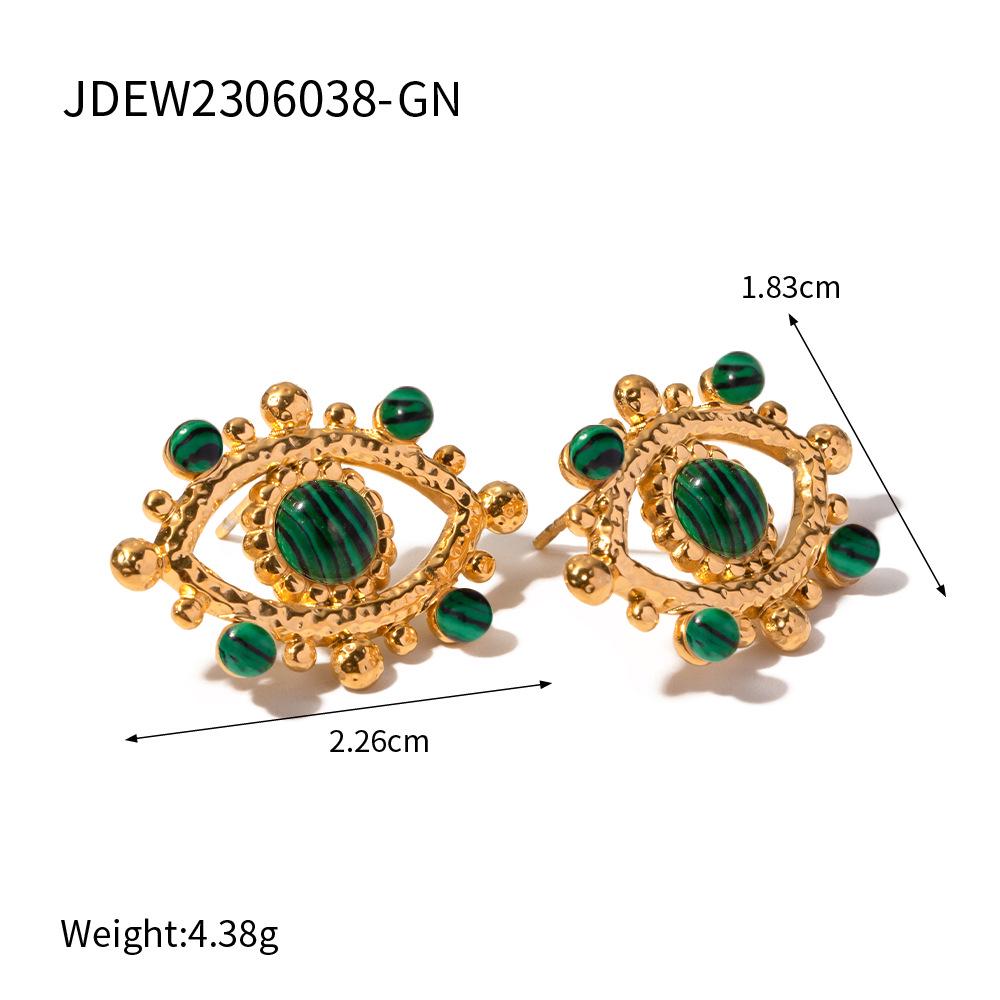 

Браслет в стиле INS из титановой стали с 18-каратным золотым покрытием, малахитовым дьявольским глазом, открытый